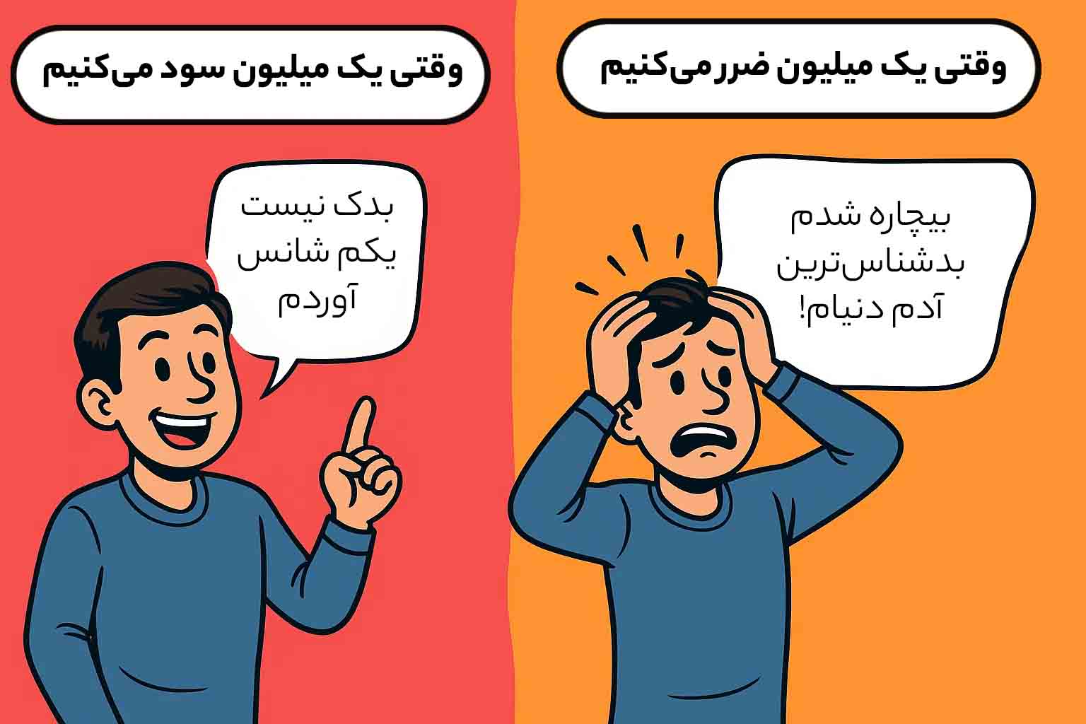 اینفوگرافی و کامیک برای توضیح سوگیری زیان‌گریزی