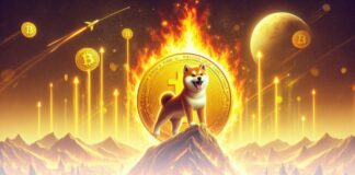 افزایش چشمگیر نرخ توکن سوزی شیبا اینو به ۲۲۲۵٪ سگ شیبا اینو روی کوه درحال سوختن