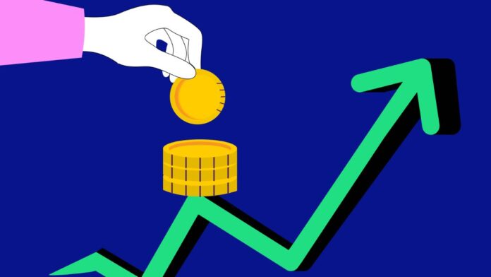 یک نمودار صعودی و چند سکه