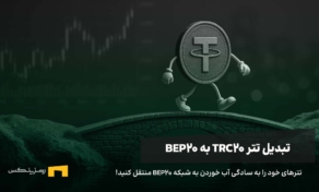 یک سکه تتر که دارد از روی پلی عبور می‌کند. نمادی از تبدیل تتر TRC20 به تتر BEP20