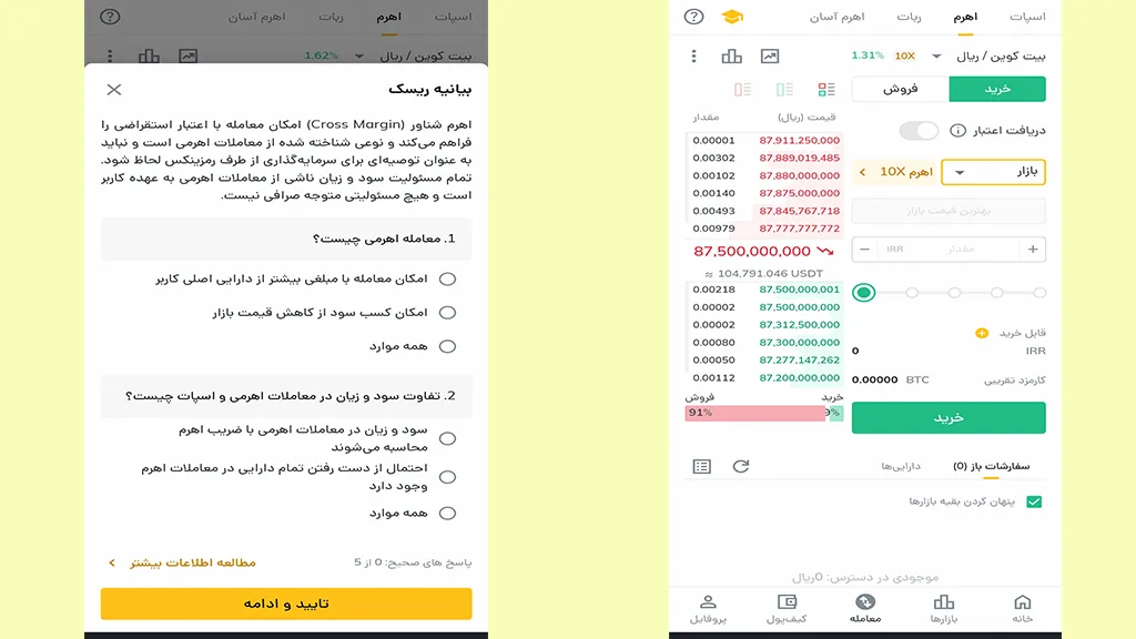 نحوه انجام معاملات مارجین در رمزینکس