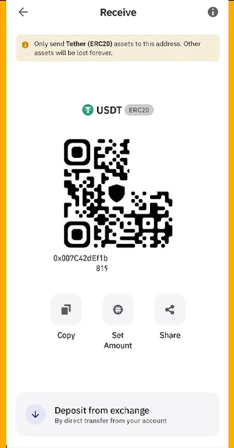 انتقال تتر از صرافی به آدرس کیف پول تراست ولت