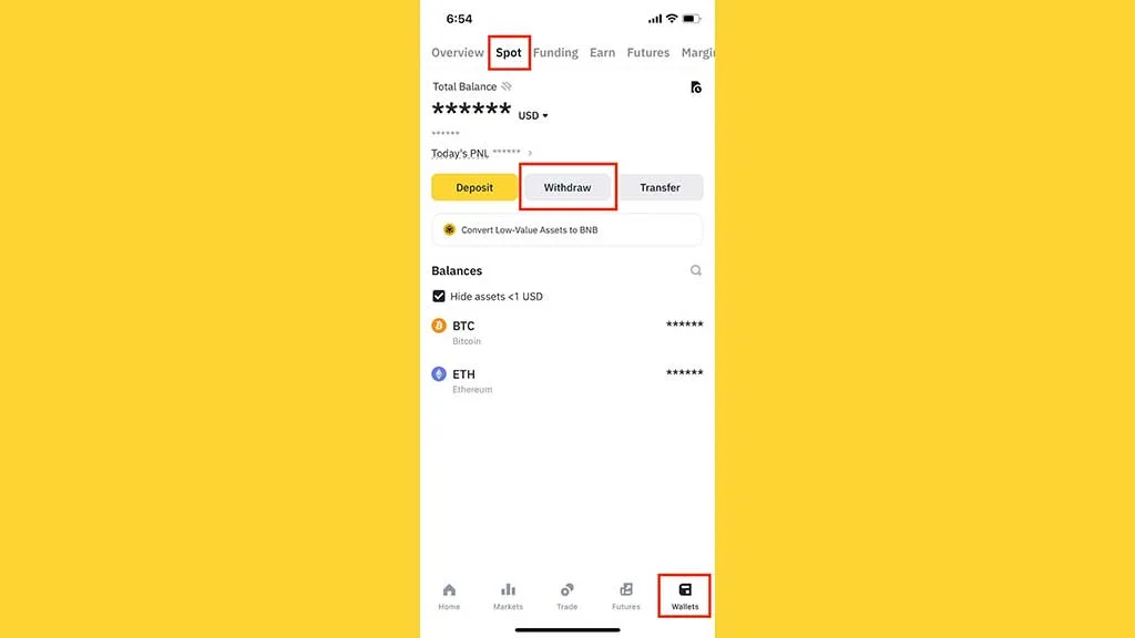 برداشت ارز دیجیتال از حساب کاربری صرافی بایننس