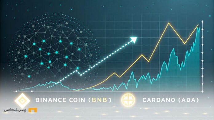 an-eye-catching-financial-illustration-depicting-t همبستگی کاردانو و بایننس کوین