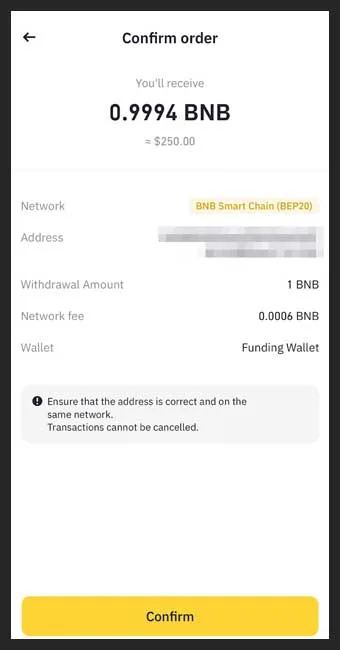 تایید تراکنش و برداشت در صرافی بایننس