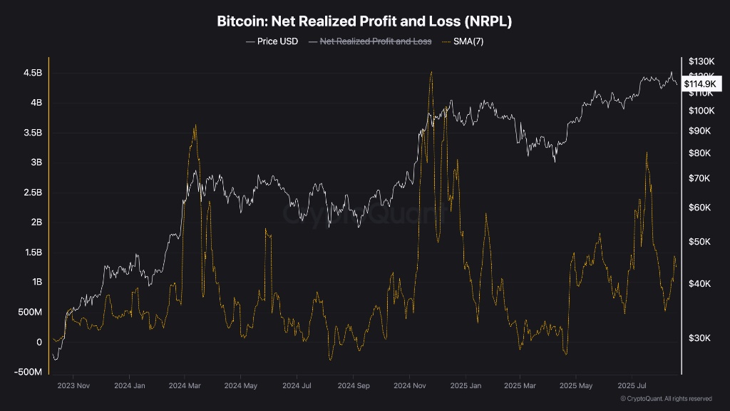 نمودار NRPL بیت کوین، در تاریخ ۲۸ مرداد ۱۴۰۴
