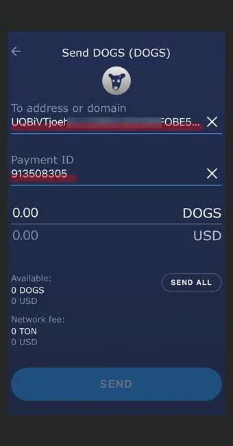 ارسال داگز به صرافی به همراه کامنت