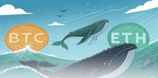 حرکت نهنگها؛ خرید ۲۰۰ میلیون دلار بیتکوین و تحولات اتریوم حرکت نهنگهای بیتکوین و اتریوم در یک دریا پر از نوسانات بازارهای مالی، که نماد قدرت و تحرک در دنیای دیجیتال را نشان میدهد