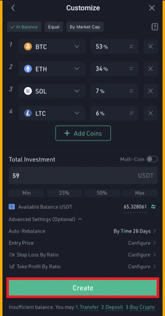 تعیین درصدهای اسمارت ریبالانس