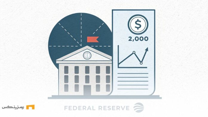 federal-reserve-interest-rate-may-2025 تصمیمات نرخ بهره فدرال رزرو، با تمرکز بر نمودار و نماد دلار برای نمایش تغییرات مالی