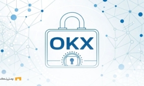 تصویری مینیمال که نماد امنیت دیجیتال و بلاک‌چین را با لوگوی OKX نشان می‌دهد