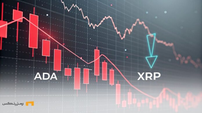 trump-crypto-reserve-xrp-cardano-drop نمودار سقوط قیمت ریپل و کاردانو با کاهش ۲۰ درصدی در بازار ارز دیجیتال