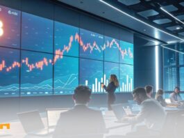 ۳۸٪ از سرمایهگذاران ثروتمند آمریکا آماده خرید بیت کوین! تصویری از گروهی از سرمایهگذاران ثروتمند که در حال بررسی نمودارهای بیتکوین و ارزدجیتالها هستند