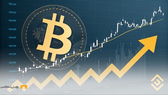 bitcoin-inflows-binance-cpi-tariff-pause ورود بیتکوین به بایننس با نماد بیتکوین و نمودار مالی صعودی که تغییرات بازار