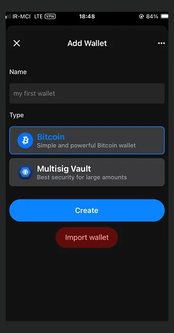 صفحه وارد کردن کلمات بازیابی در کیف پول بلو ولت