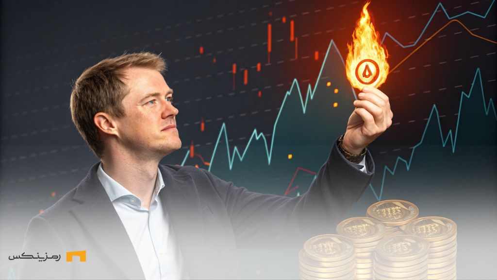 مدیرعامل مانترا، جی‌پی مولین، در حال سوزاندن توکن‌های OM، نماد تلاش برای بازسازی اعتماد و شفافیت پس از بحران مالی بازار