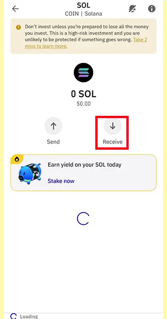 انتخاب گزینه دریافت در تراست ولت