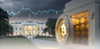 طرح جنجالی ترامپ؛ تبدیل طلای ملی آمریکا به بیت کوین تبدیل ذخایر طلای آمریکا به بیتکوین با نماد کاخ سفید و خزانه طلایی پر از ارز دیجیتال