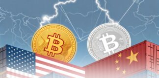 جنگ تعرفهای ترامپ؛ بازار کریپتو در برابر بحران اقتصادی نبرد دیجیتال بین ارزهای دیجیتال، به ویژه بیتکوین، و جنگ تجاری جهانی با نماد تعرفهها و پرچم آمریکا