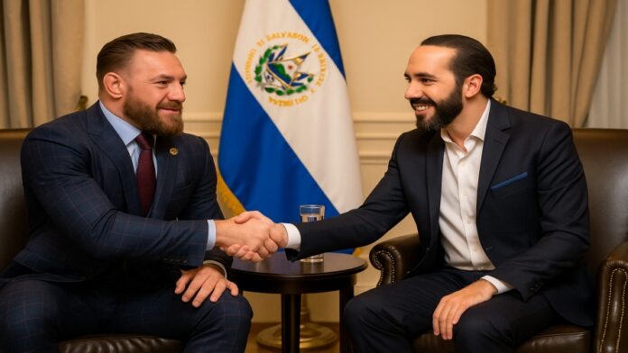 conor-mcgregor-meets-el-salvadors-president-bukele دیدار کانر مکگرگور با رئیسجمهور السالوادور درباره ذخایر بیتکوین