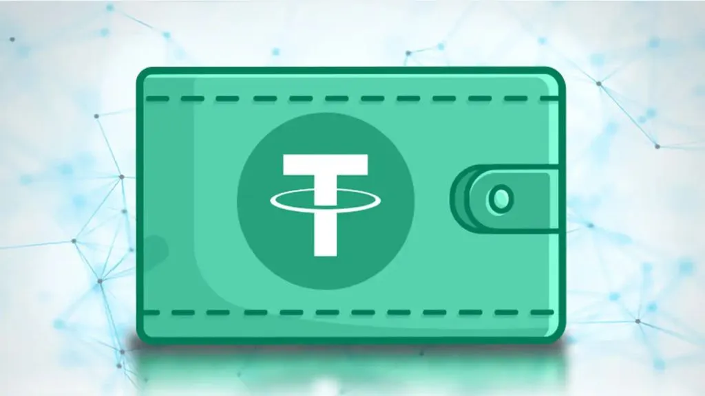 یک ولت با نماد تتر روی آن