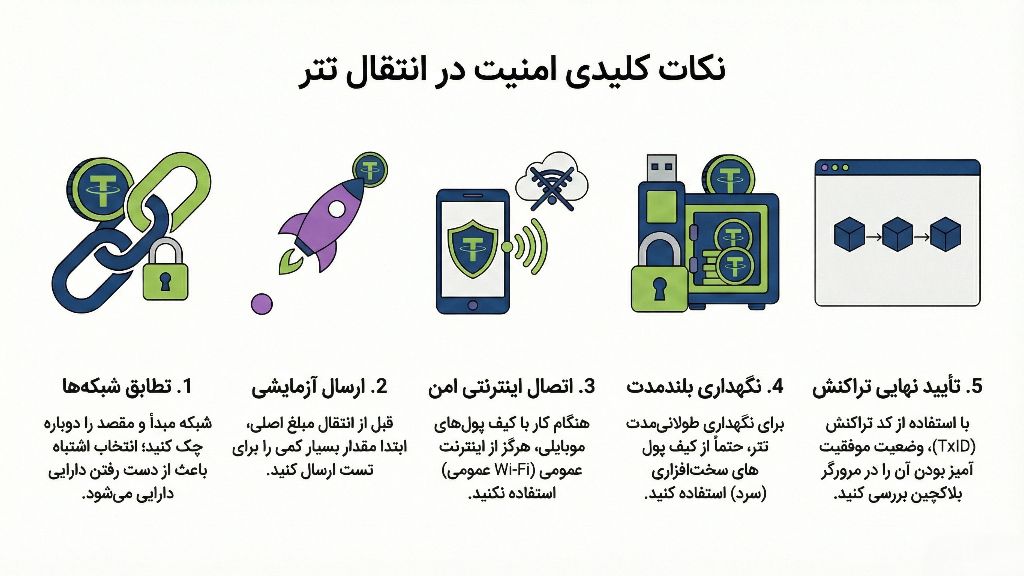 اینفوگرافی نکات امنیتی انتقال تتر