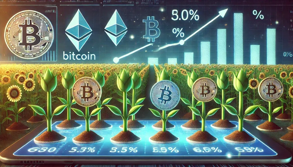 بیت کوین و اتریوم در یک مزرعه مجازی