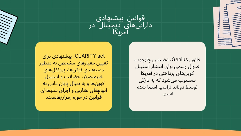 اینفوگرافی قوانین جدید آمریکا در حوزه رمزارزها