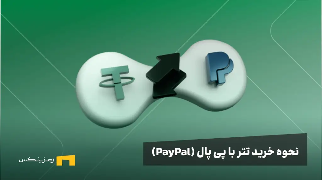 نحوه خرید تتر با پی پال (PayPal) لوگوی تتر و پی پال در یک زمینه سبز