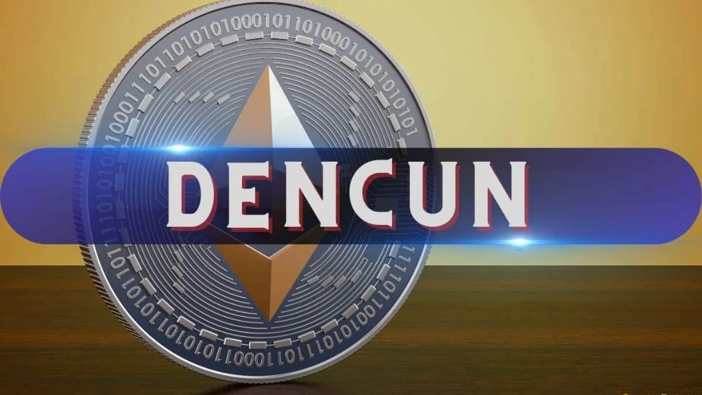 یک سکه با لوگوی اتریوم و نوشتع dencun