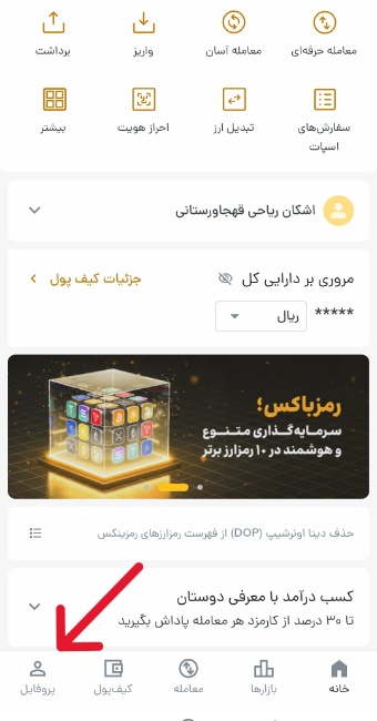 اولین قدم ورود Profile