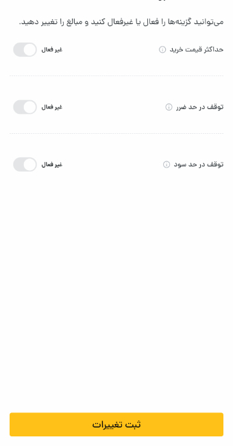 وارد کردن حد سود و ضرر