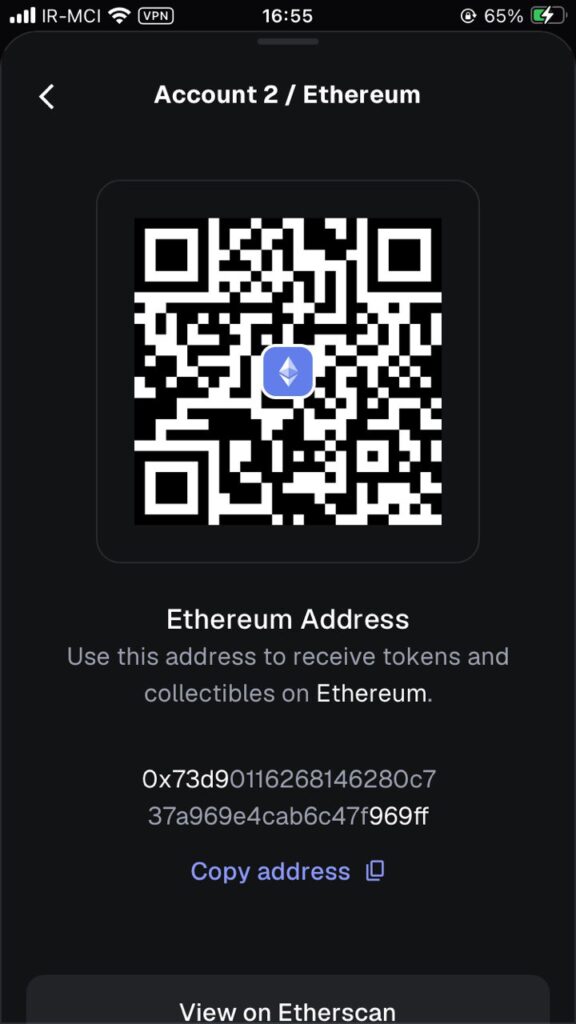 آدرس کیف پول در متامسک