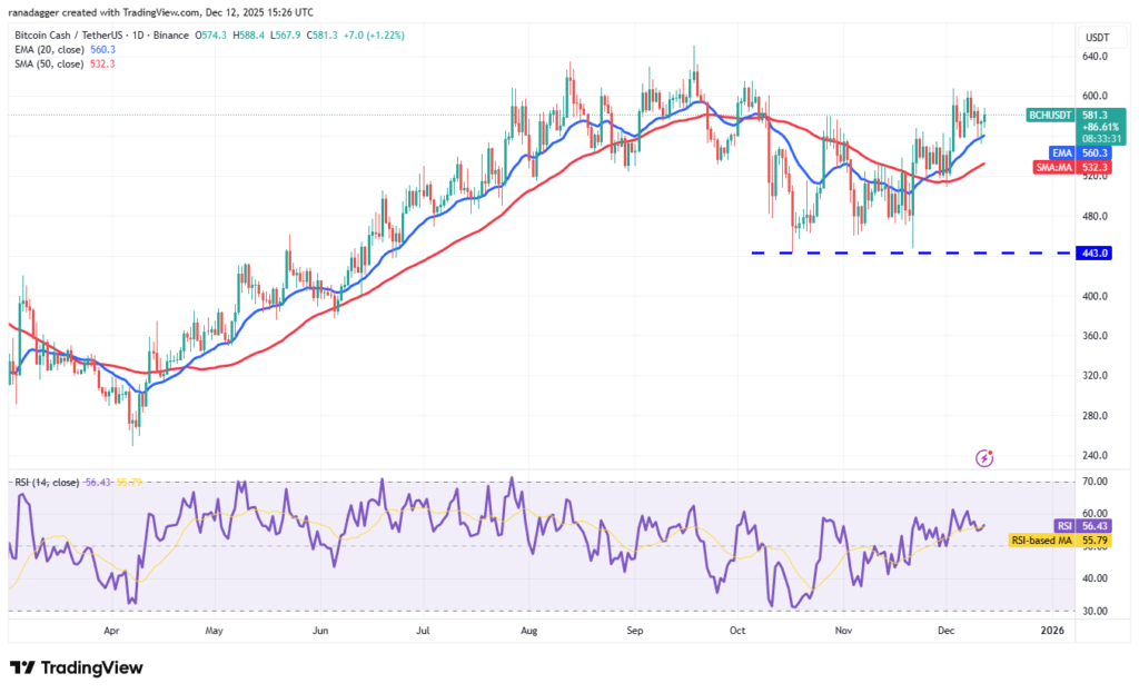 نمودار تحلیل تکنیکال بیت کوین کش (BCH) در تاریخ ۲۲ آذر ۱۴۰۴