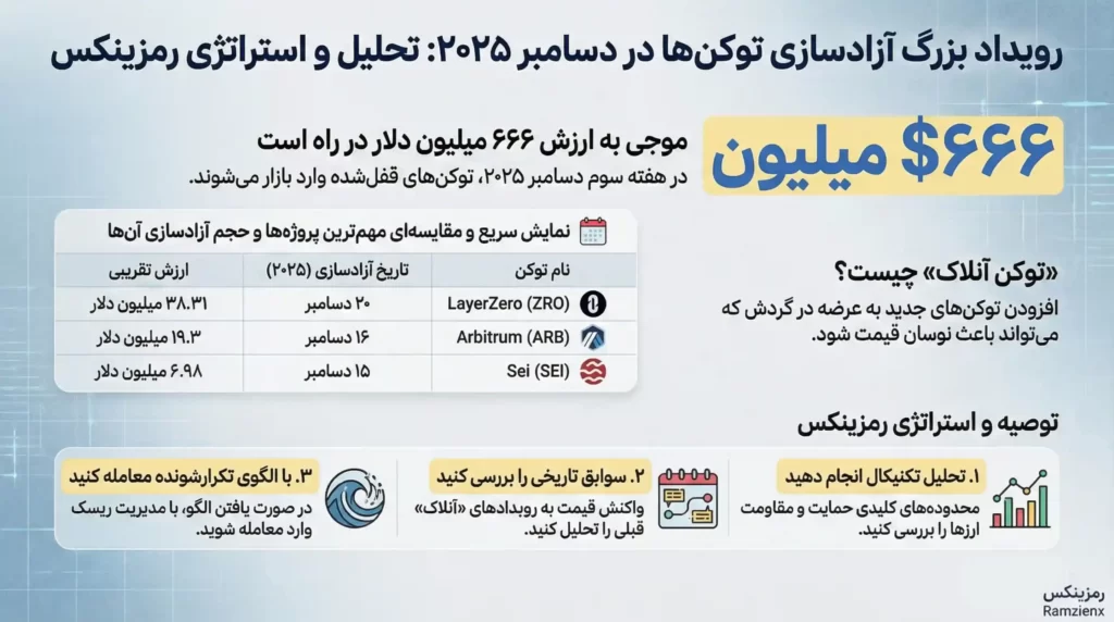 اینفوگرافی استراتژی رمزینکس برای مواقع توکن آنلاک یا آزادسازی توکن