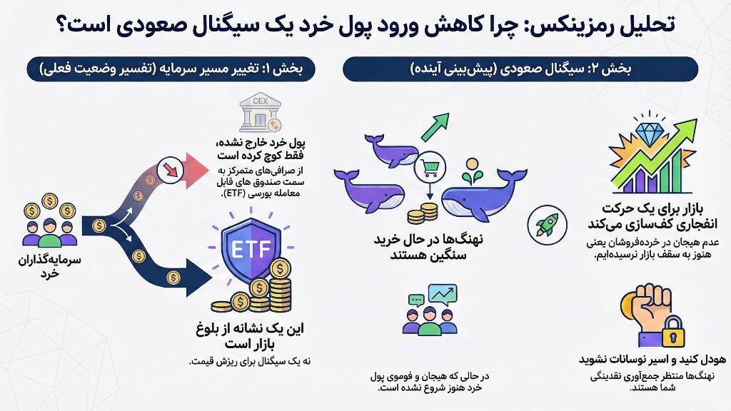 اینفوگرافی خروج پول خرد از بایننس و تحلیل این اتفاق