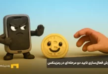 آموزش فعالسازی تایید چند مرحلهای (2FA) گوگل در رمزینکس یک گوشی هوشمند در حال محافظت از ارز دیجیتال