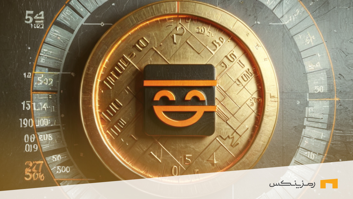 سکه ارز دیجیتال ماسک نتورک در وسط با پس زمینه مشکی و لوگوی صرافی دیجیتال رمزینکس
